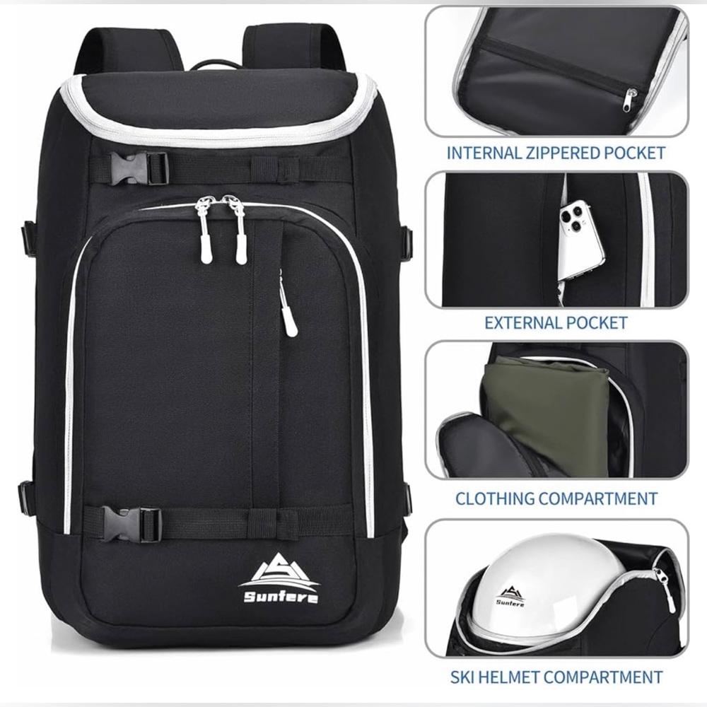 NWT Ski Boot Bag Black Cooler Backpack 50L Waterproof, AVAILABLE IN MULTI COLORS - Picture 13 of 13